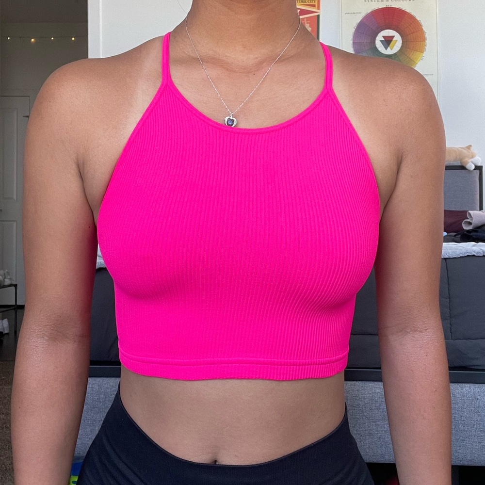 NWT Free People Movement Happiness Runs Crop Hot Pink